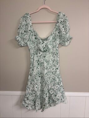 Light Green Floral Puff-Sleeve Dress - Brand Forever That Girl